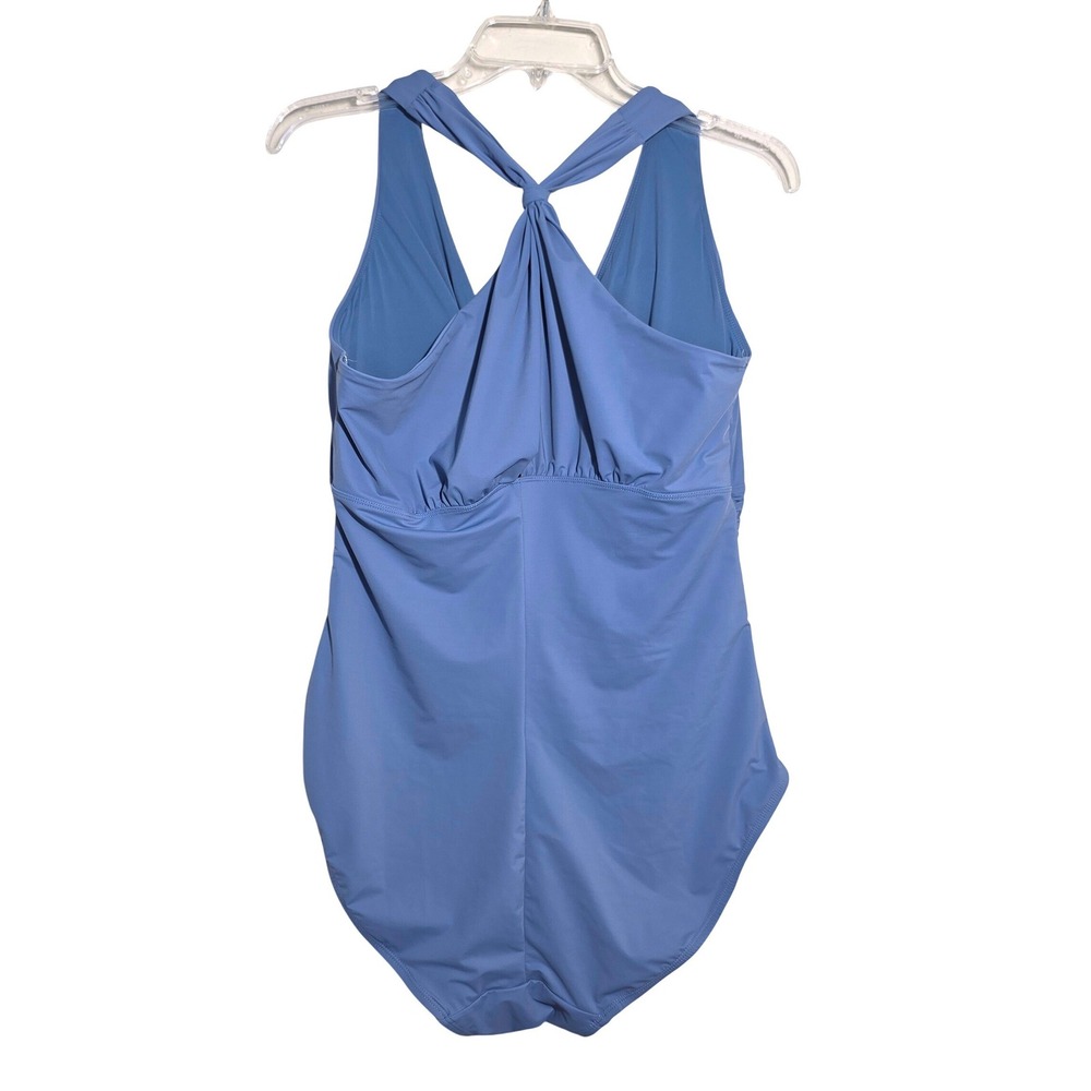 ShapeLLX Smart Sculpt Ruched Twist-Front Tummy Control Swimsuit Sky Blue XL EUC - Picture 8 of 13